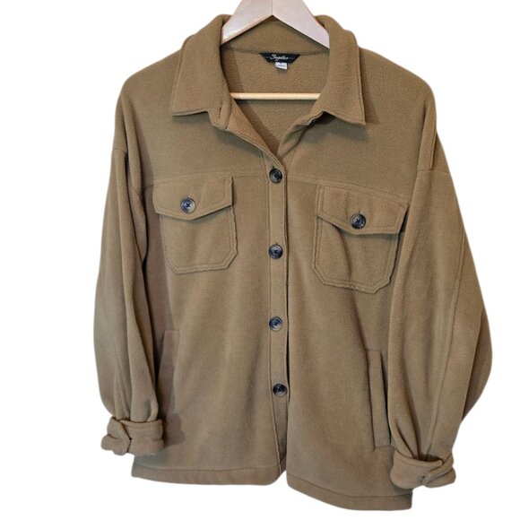 Tan/Camel Fleece "Shacket" sz L - Picture 1 of 8